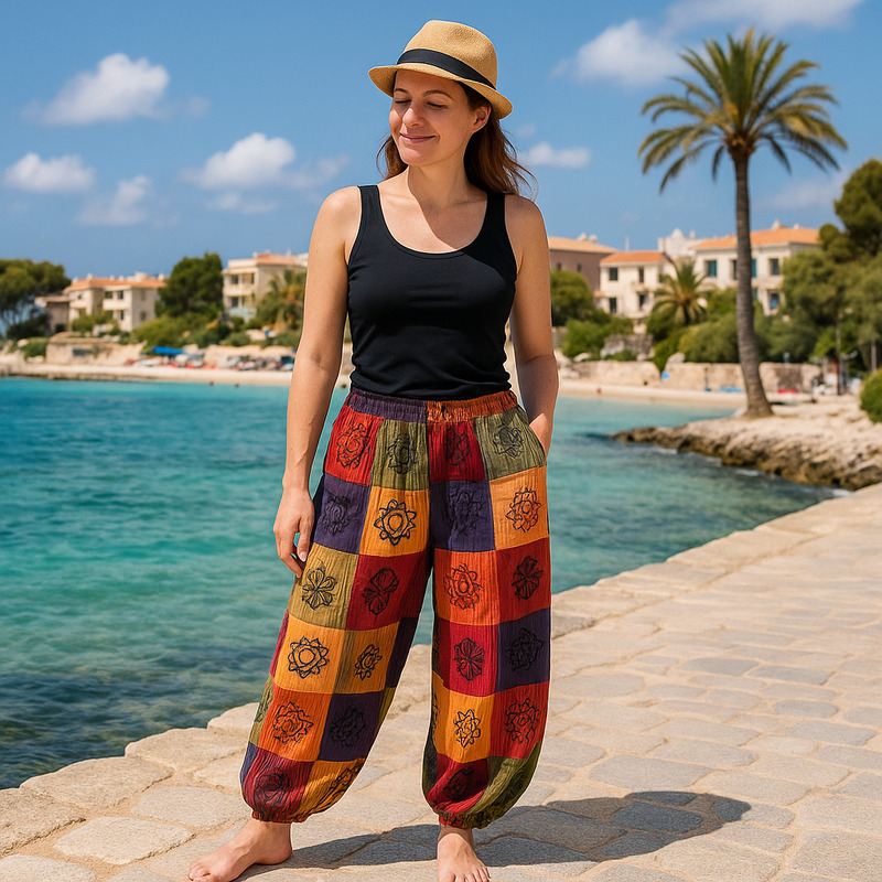 Generic Nomad Sari Collection: Terra Block Print Mushroom Pants