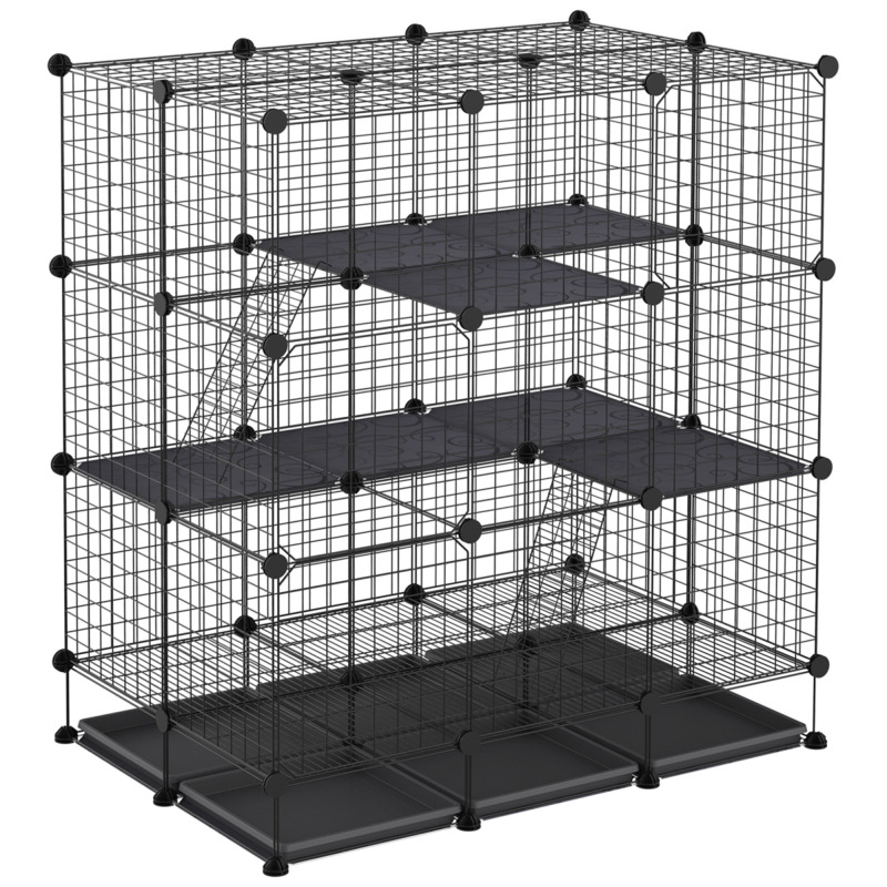Diy Expandable Pet Cage System - Steel Wire Panels & Trays - 119 X 111 Cm