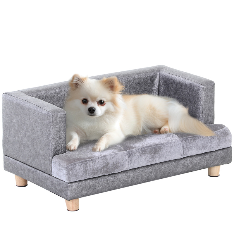Pawhut Grey Small Dog Sofa Bed Kitten Couch Lounge - 30kg Max Load