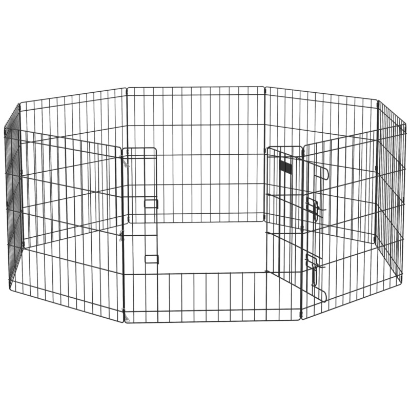 Pawhut 24" Eight-panel Metal Pet Playpen - Garden Run & Puppy Cage