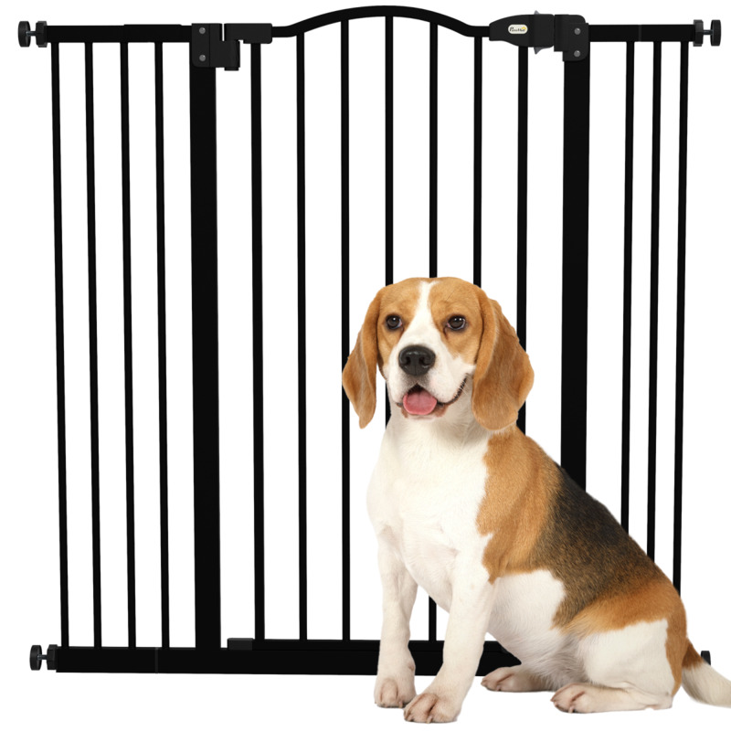Pawhut Adjustable Metal Pet Gate Safety Barrier 74-100cm - Black