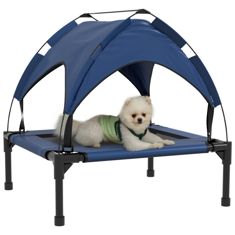 Pawhut Raised Dog Bed With Breathable Mesh - Elevated Cooling Design, Dark Blue