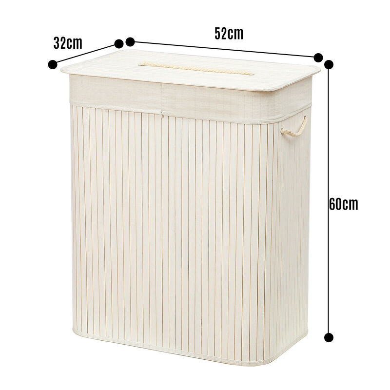 Bamboo Laundry Basket With Dual Compartments - Natural Finish