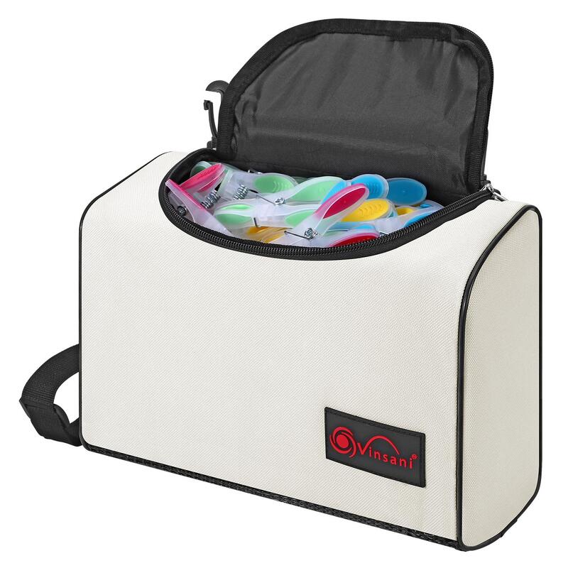 Vinsani Zipped Peg Bag - Durable Cream White Fabric