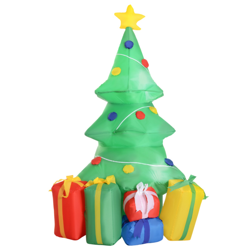 Homcom 1.5m Inflatable Christmas Tree With White Led Lights - Weather-resistant Polyester