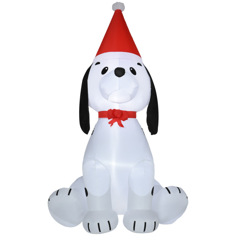 Homcom 6ft Inflatable Christmas Puppy Dog Santa Hat Led Lighted Outdoor Indoor