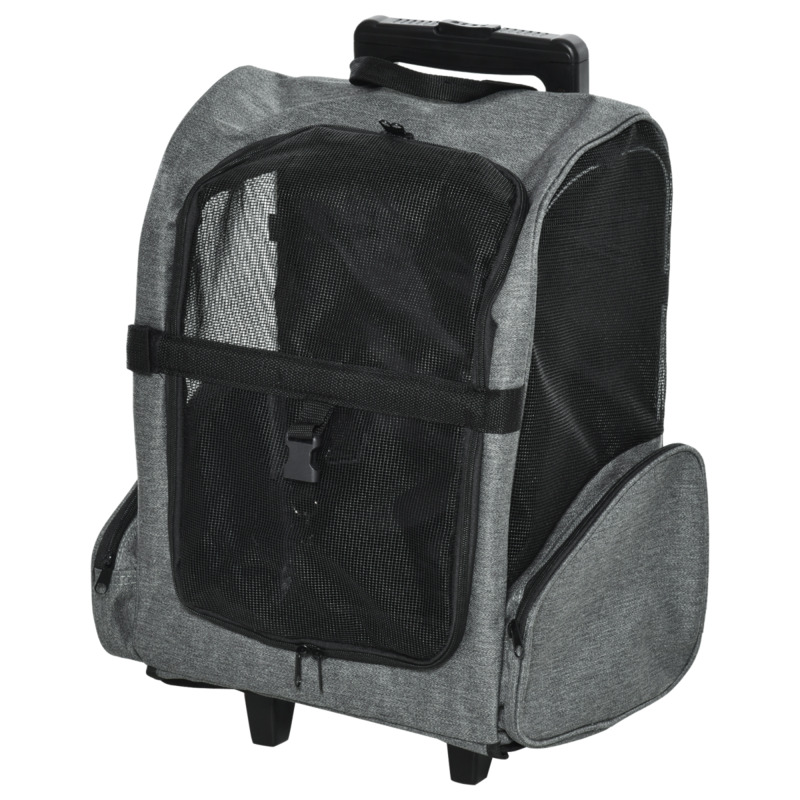 Pawhut Oxford Cloth Pet Backpack & Trolley Carrier - Grey