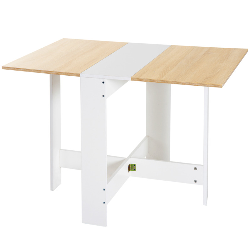 Homcom Folding Dining Table Drop Leaf Space Saving Oak White Seats Six 120cm L