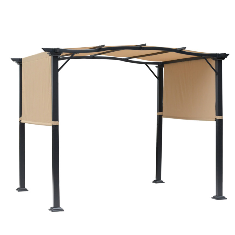 Outsunny Khaki Retractable Pergola Garden Gazebo - 3x2.45x2.3m