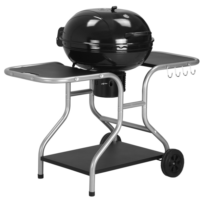 Outsunny Charcoal Trolley Barbecue Grill With Wheels - Black