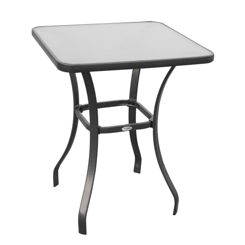 Outsunny Square Glass Top Metal Frame Bistro Dining Table - 68 5x84 Cm