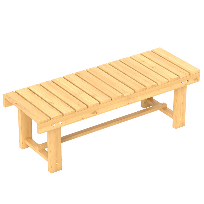 Outsunny Fir Wood 2-seater Garden Bench - Slatted Seat Footrest