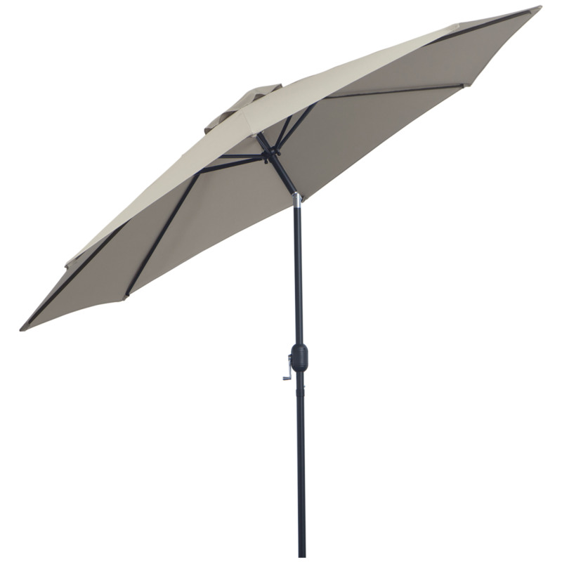 Outsunny 3m Steel Patio Parasol Umbrella With Crank Handle And Tilt - Light Grey