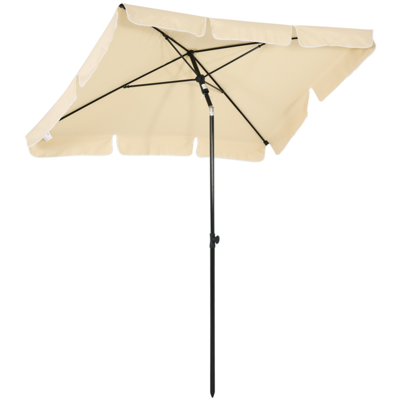 Outsunny Rectangular Aluminium Parasol Garden Umbrella - Beige, 2 X 1.25m