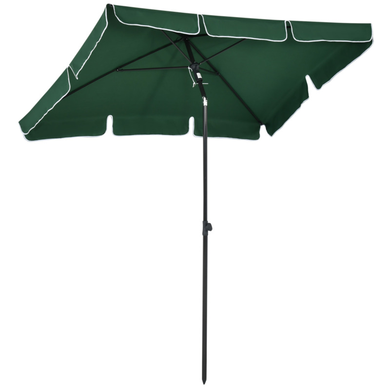 Outsunny Aluminium Rectangular Parasol Garden Tilting Umbrella Patio 2m X 1.25m Green