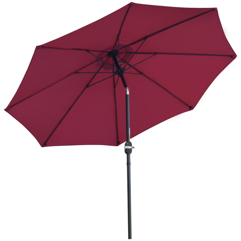 Outsunny Aluminium Parasol 2.65m Canopy - Red With Adjustable Tilt
