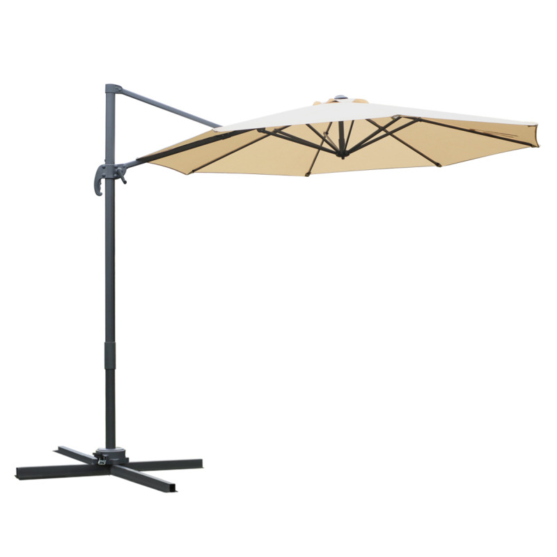Outsunny Aluminium Cantilever Parasol With 360° Rotation & Cross Base - Beige