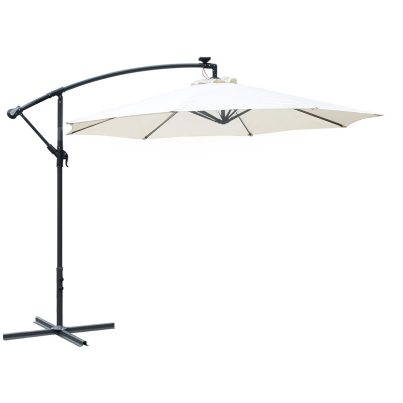 Outsunny Cream Solar Powered Led Garden Parasol Umbrella 2.95m X 2.45m H