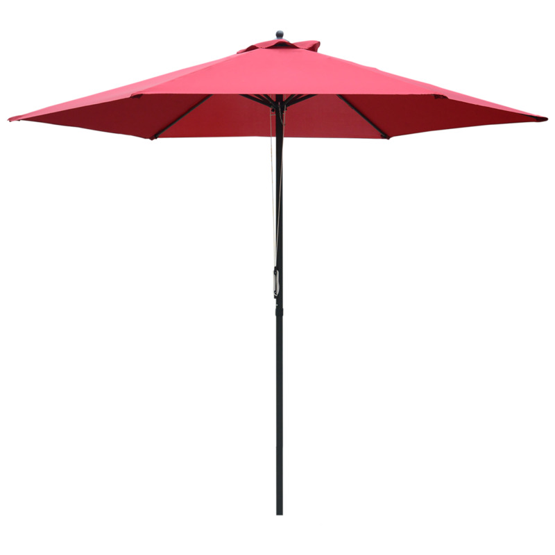 Outsunny 2.8x2.4m Garden Parasol Umbrella - Steel Pole, Polyester Canopy, Wine Red