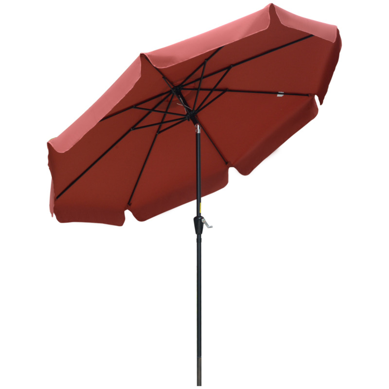 Outsunny 2.66m Patio Umbrella Garden Parasol - Wine Red