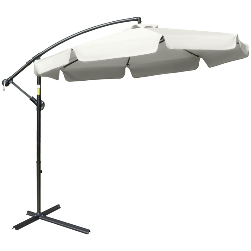 Outsunny Cream White Cantilever Parasol - 2.7m Garden Banana Crank