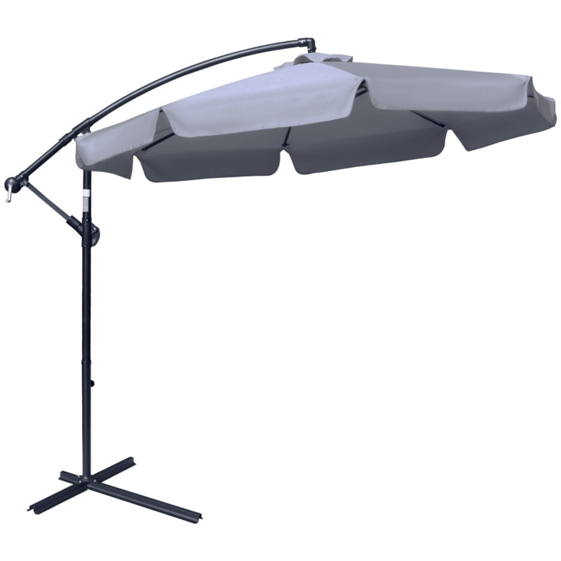Outsunny 2.7m Cantilever Parasol Umbrella With Crank - Dark Grey