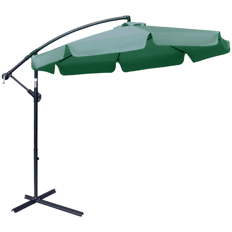 Outsunny 2.7m Garden Banana Parasol Cantilever Umbrella With Crank - Green