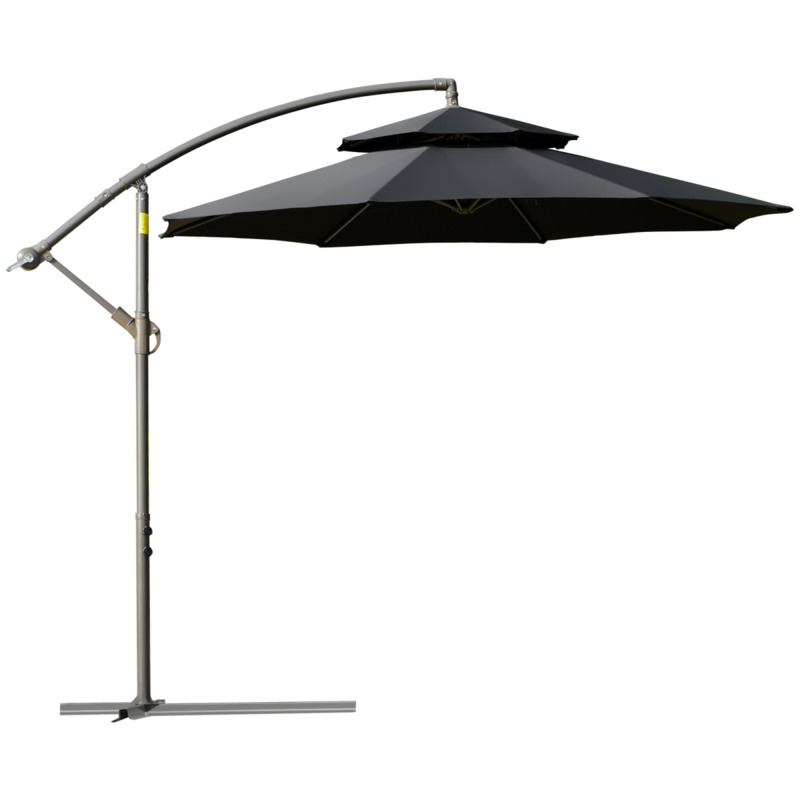 Outsunny 2.7m Cantilever Parasol Umbrella With Cross Base - Black