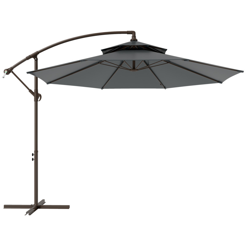 Outsunny Dark Grey 2.7m Cantilever Garden Parasol Umbrella