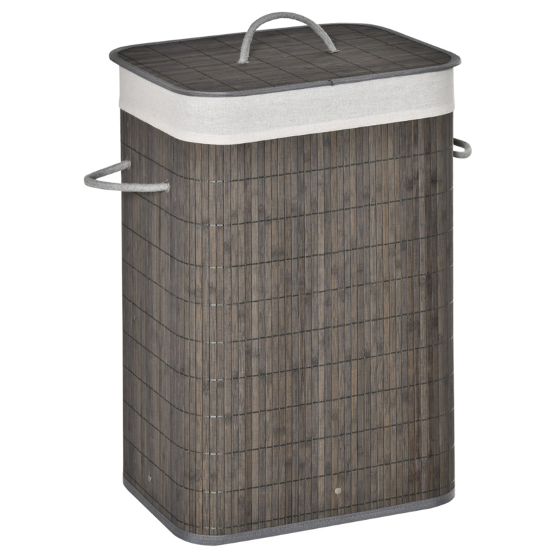 Homcom Steel Laundry Basket With Flip Lid & Removable Lining - Grey, 120cm