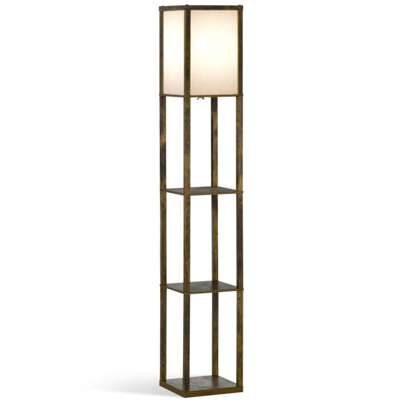 Homcom Brown 3-tier Floor Lamp With Storage Shelves - Ambient Lighting
