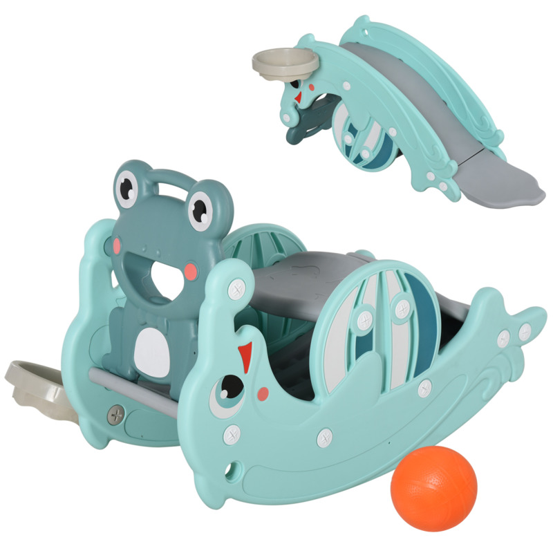 3-in-1 Rocking Horse Slide Basketball Hoop For Kids Aged 3-5 Years