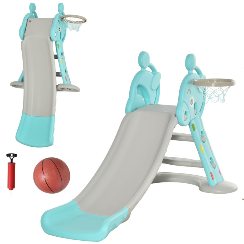 2-in-1 Deer Slide And Basketball Hoop - Blue, 18 Months To 4 Years