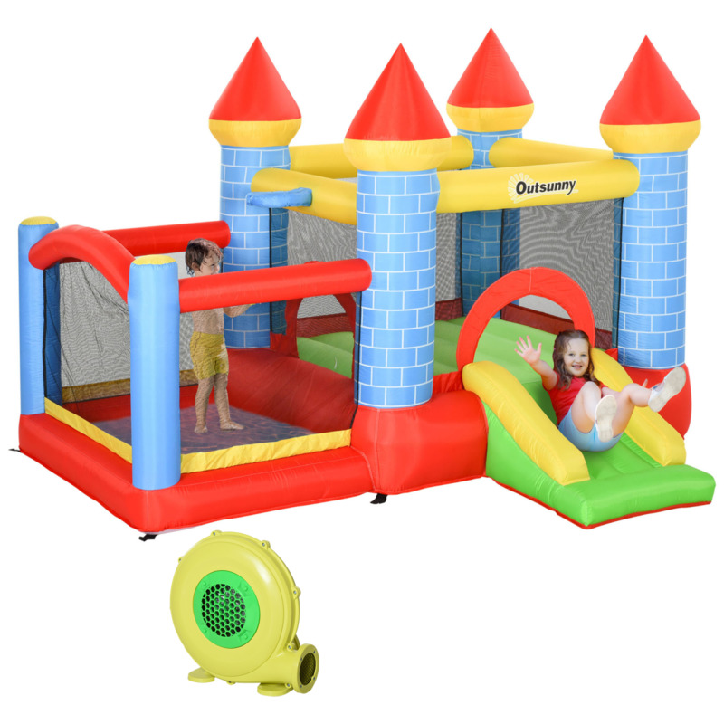 Inflatable Bouncy Castle Slide Pool - 4-in-1 Fun Centre Multi-colour