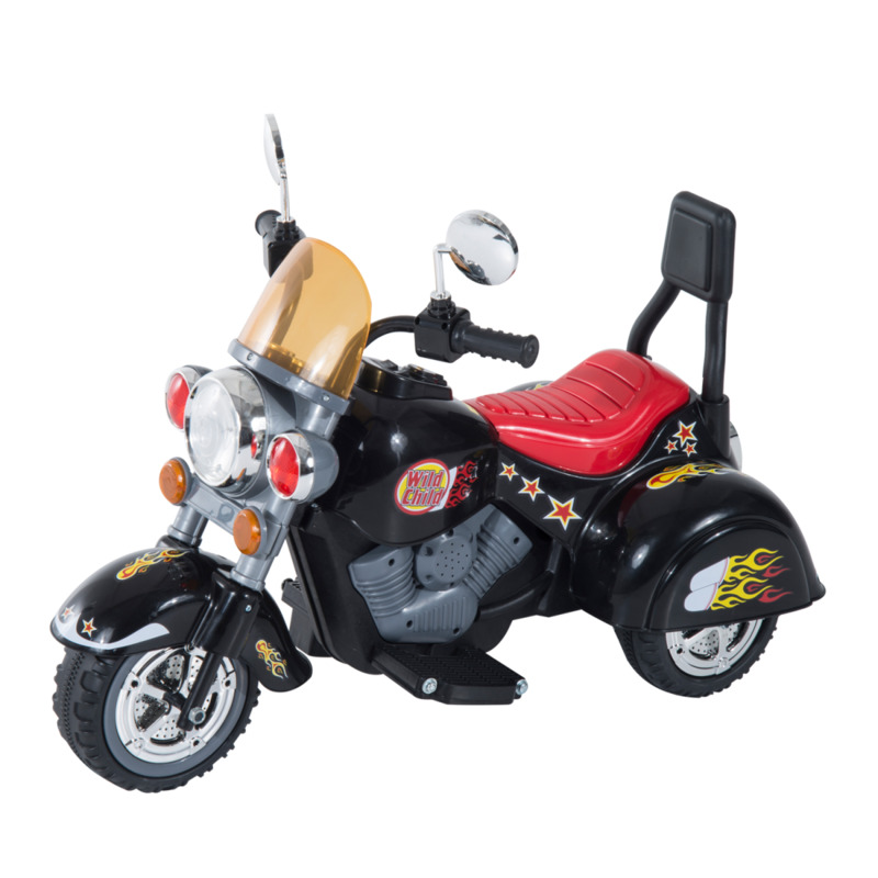 6v Kids Electric Motorbike Ride On Toy - Black With Lights & Sounds