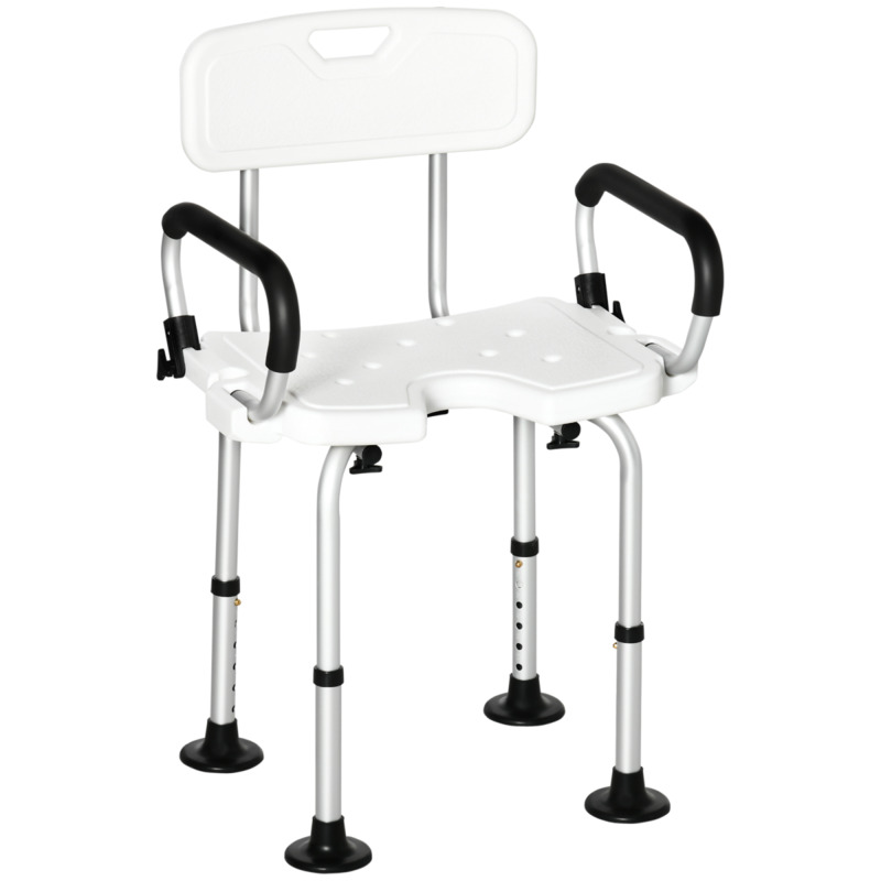 Homcom Adjustable Shower Stool With Suction Foot Pads For Elderly Disabled