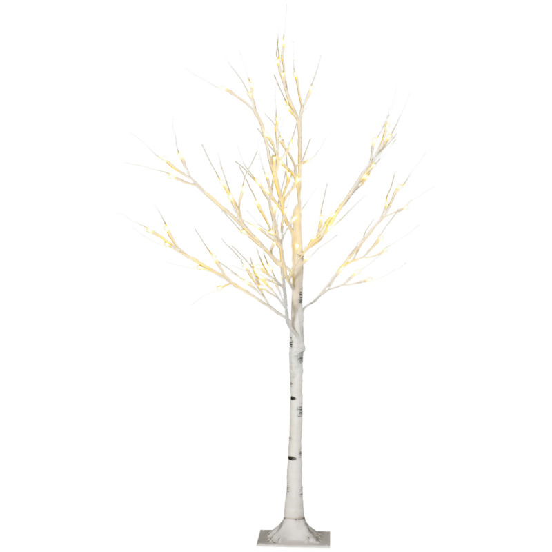 Artificial White Birch Tree 4ft - 72 Warm White Pre-lit Led Lights