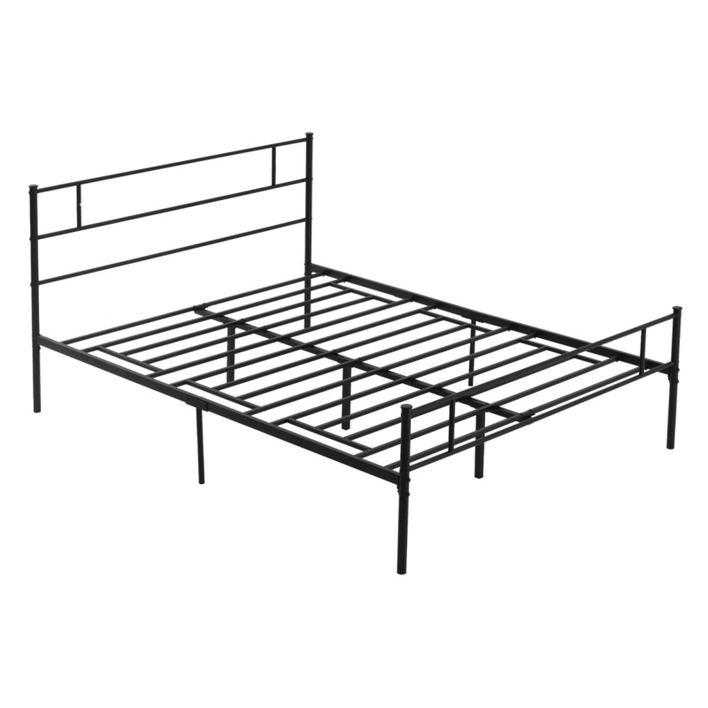 Homcom King Metal Bed Frame With Headboard And Footboard - Matte Black