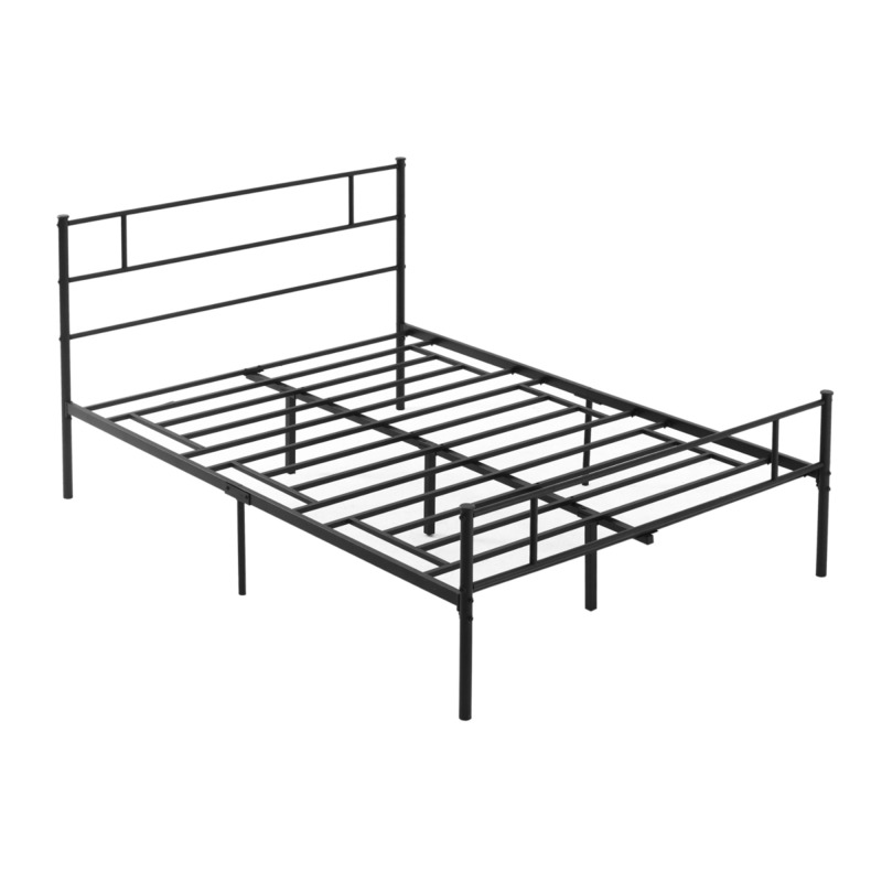 Homcom Metal Bed Frame With Headboard Footboard Underbed Storage - Matte Black