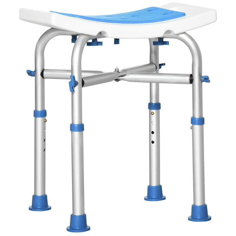 Homcom Adjustable Shower Stool With Non-slip Suction Foot Pads For Elderly Disabled