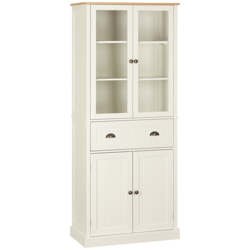 Cream 5-tier Kitchen Storage Cabinet With Adjustable Shelves
