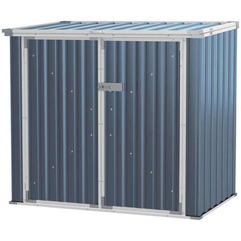 Corrugated Steel Wheelie Bin Storage Shed For 2 Bins - Double Locking Doors Weather-resistant Coating