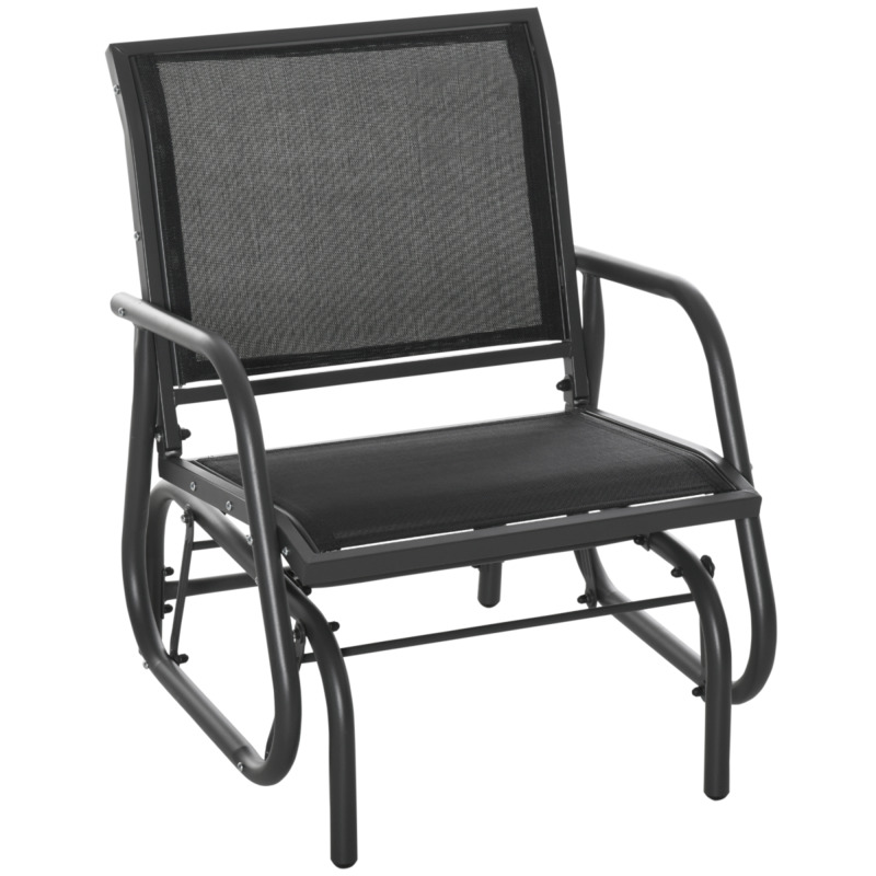 Garden Gliding Swing Chair Mesh Seat Curved Back Steel Frame 120cm