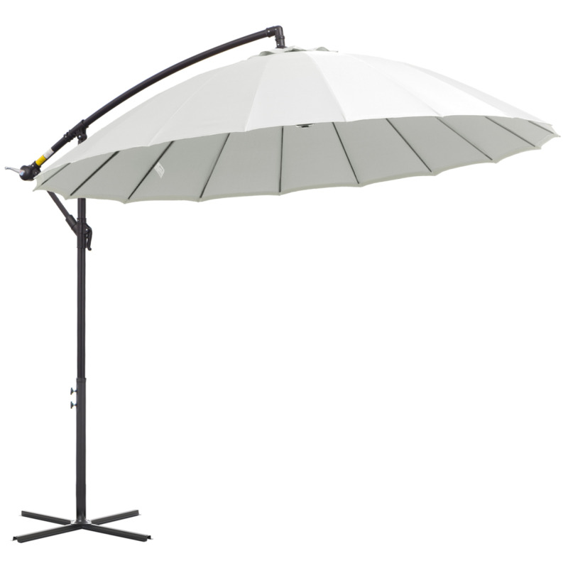 Cantilever Parasol 3m With Crank Handle & Cross Base - Off-white