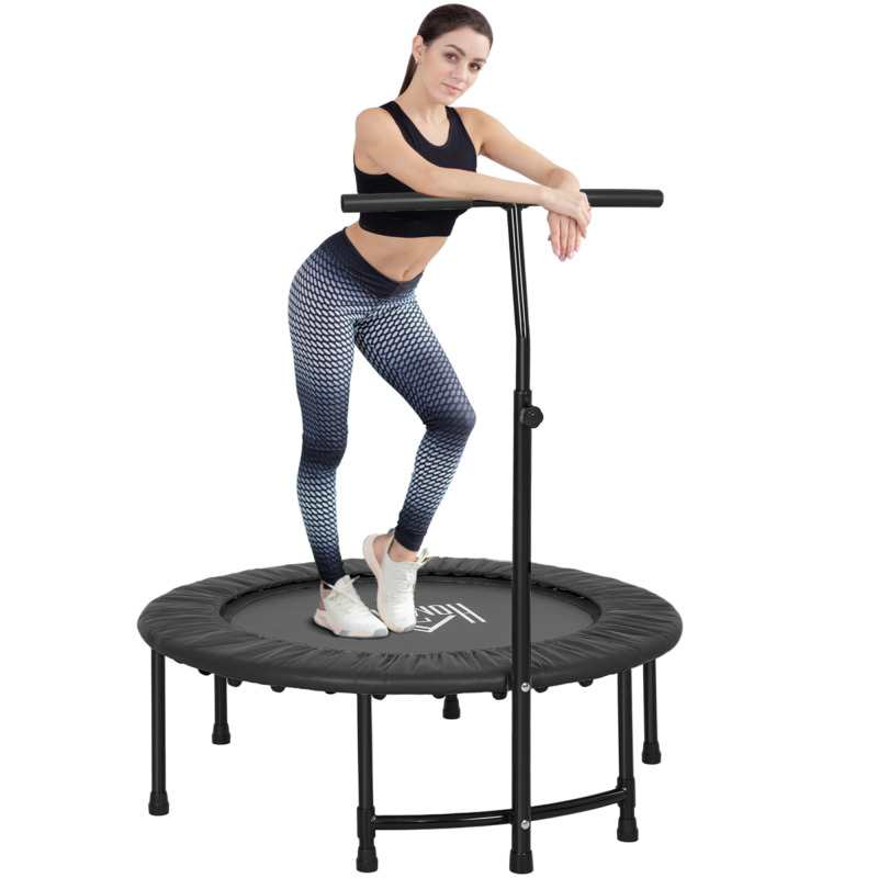 Kids Mini Trampoline 40'' Adult Rebounder Jumper With Handle - Low-impact Fitness