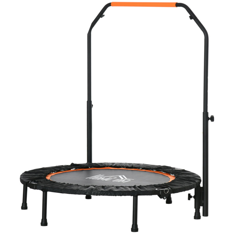 Foldable Mini Trampoline Rebounder 40" Adjustable Foam Handle For Fitness - Grey
