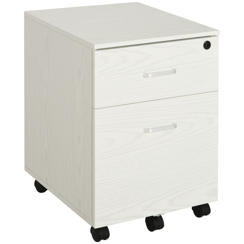 2-drawer Rolling Filing Cabinet With 5 Wheels - White