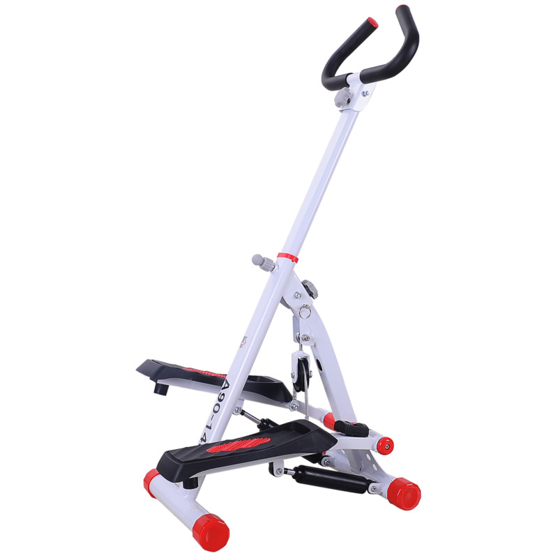 Foldable Stepper Machine With Handlebar & Lcd Display - Red, Low-impact Home Fitness Equipment