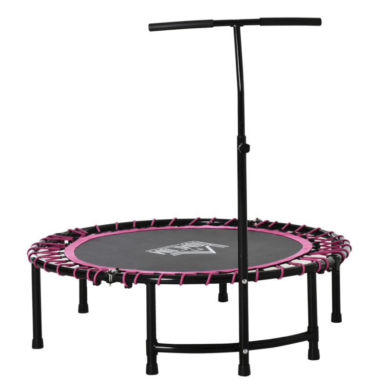 Mini Trampoline With Adjustable T-bar Handle - Pink, 100kg Weight Capacity