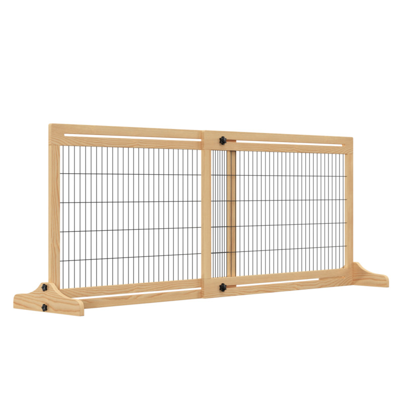 Adjustable Wooden Pet Gate Freestanding Dog Barrier For Doorway